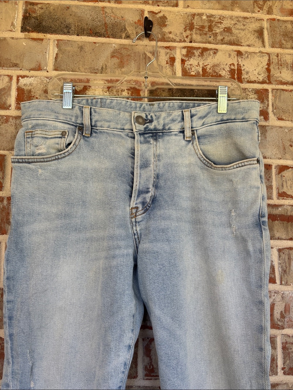 & Denim Straight Jeans in Light Blue Washed Denim - Picture 2 of 8